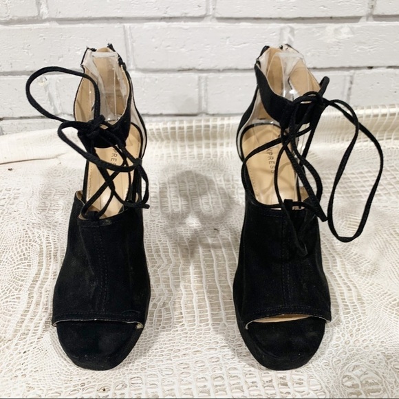 Express Women’s Black Tissu Peep Toe Heels - Picture 9 of 12